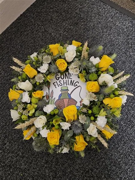 Fishing Logo Posy — 12" Fishing Logo Posy available in any sporting Logo of your choosing. Please allow 2 working days n