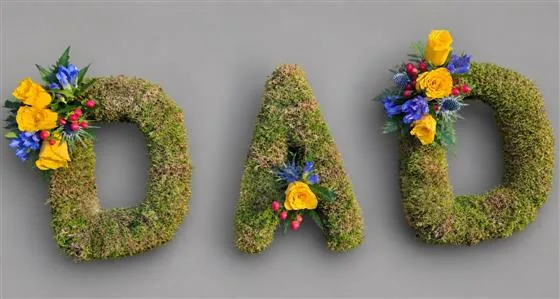 Mossed Letters — Mossed tribute letters should in any name (up to 8 letters) of your choosing with a spray corsage, i