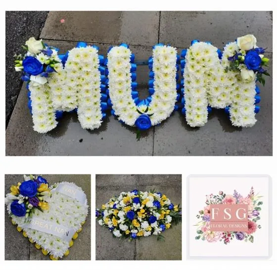 Funeral Package No1 — Package includes - Any 3 Letter Name ie: Mum, Nan, Dad, Bro, Sis, Roy, Liz etc Standard Coffin Spray