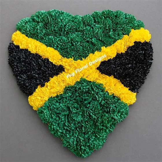 Jamaican Artificial Heart — A beautifully crafted artificial heart-shaped tribute inspired by the vibrant spirit of Jamaica. Des