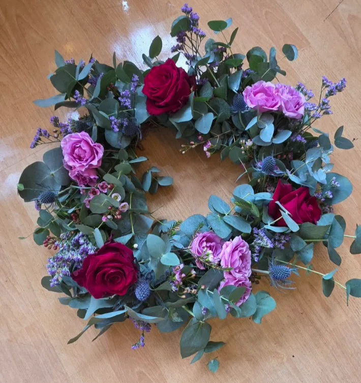 Funeral Wreath — At Sage & Soil we offer thoughtful , Eco - conscious funeral flowers. Eco wreaths crafted on willow 
