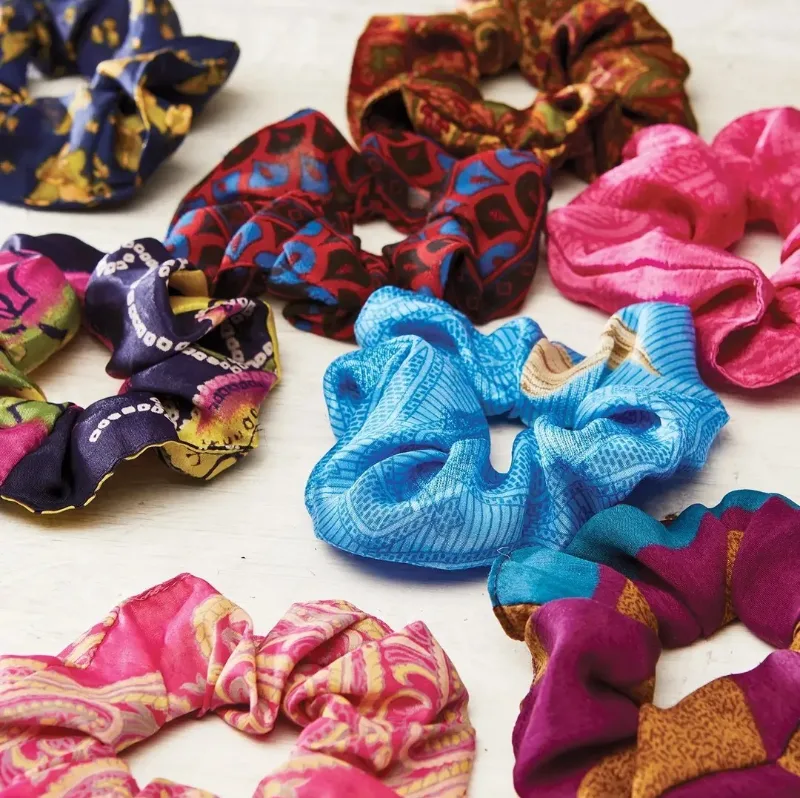 Scrunchies — Stylish Scrunchies for everyday. Eco friendly Sari scrunchies made from recycled Sari material.