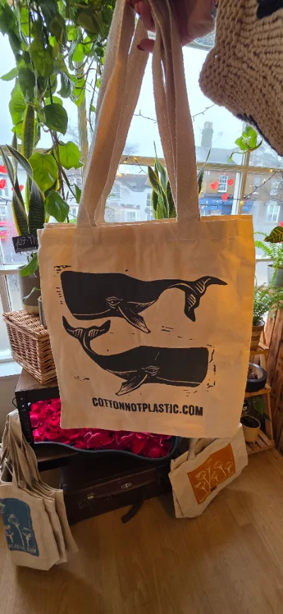 Cotton Tote bags — Natural cotton tote bag Size 38 x 42 cm - Printed Whales