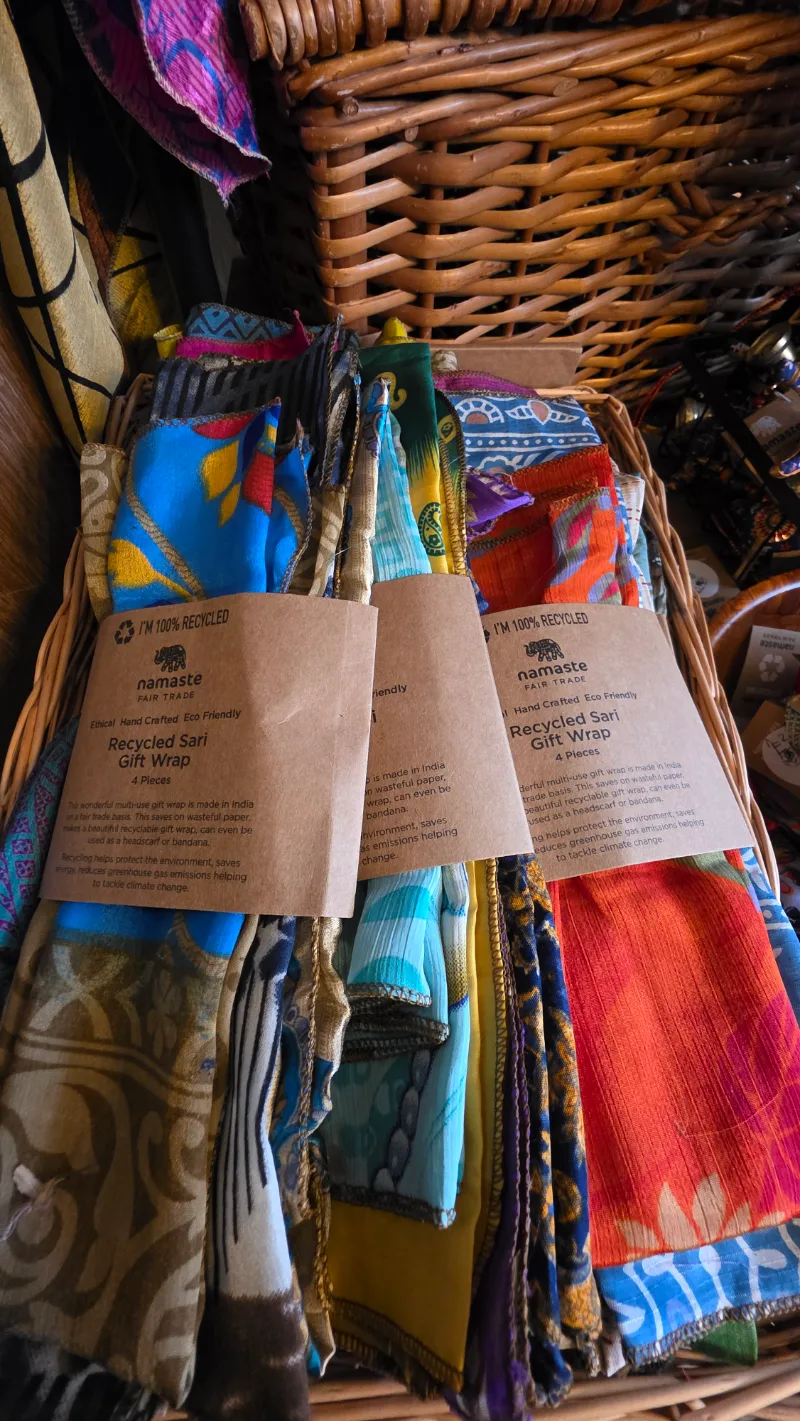 Recycled Sari Wrap — Our Eco gift wrap is made from recycled Sari fabric each one a unique pattern colour and destined to