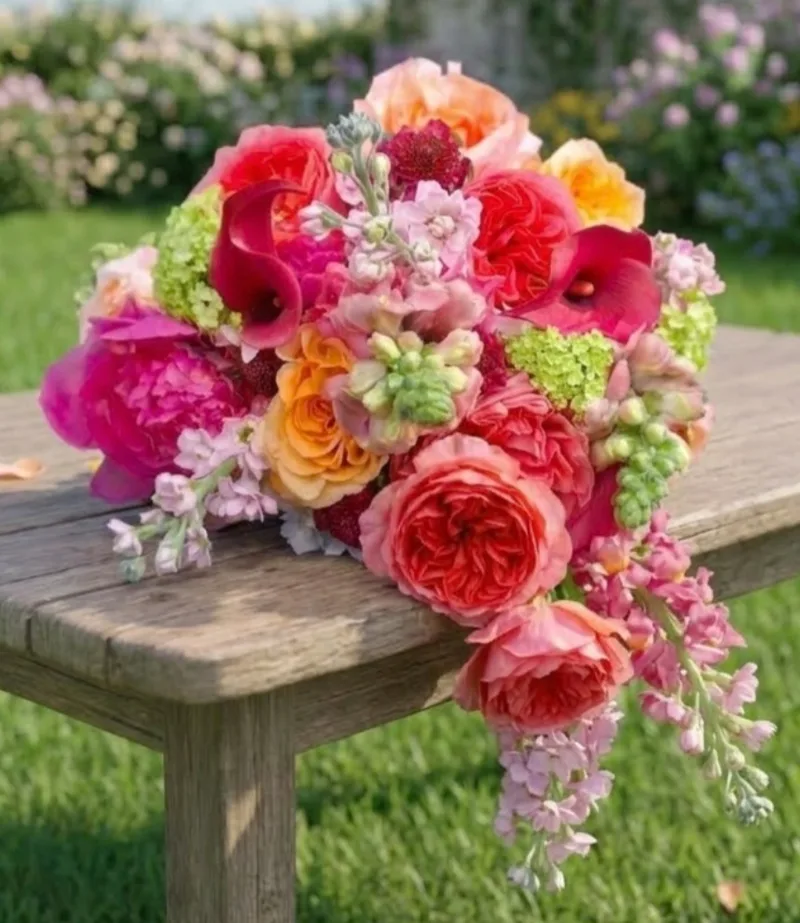 Summer Sorbet Handtie  — Maximalist Graceful Spills and trailing stems, this handtie is all about joy, that mimic the way flo