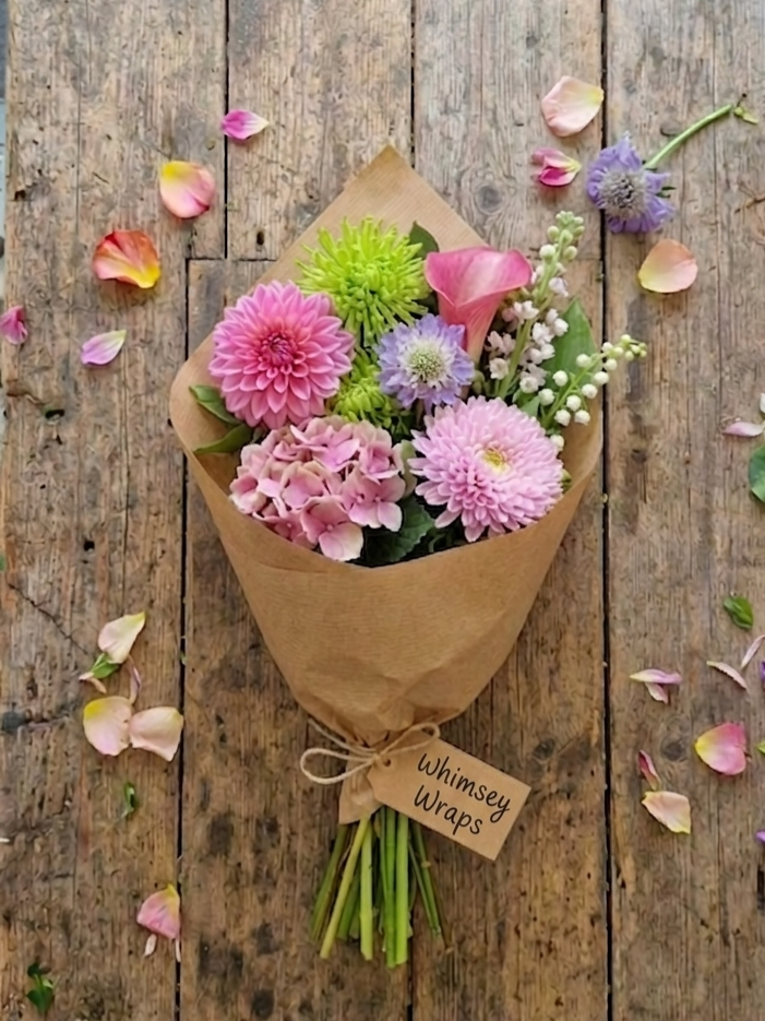 Whimsey Wraps — Pick up a little joy today without breaking the bank, a few focused blooms, collect & plop in your f