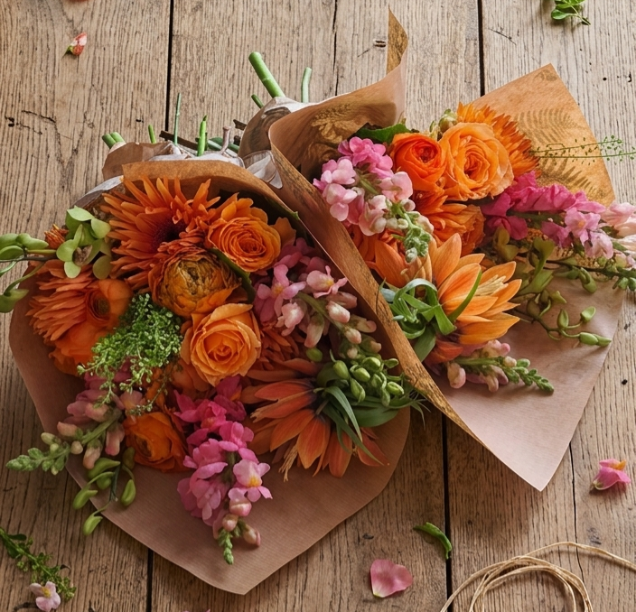 Tropical Florals  — You should probably wear sunglasses when admiring this handtie! The warmth from its zesty colour pal